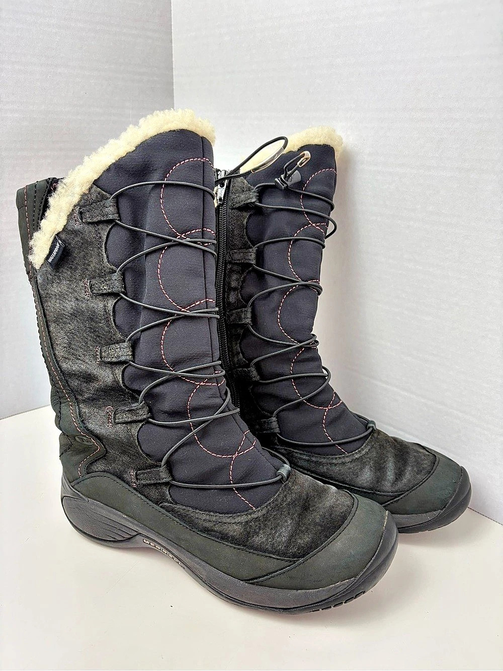 Merrell Encore Ice 3 Winter High Warm Boots Black Suede Leather US 7.5